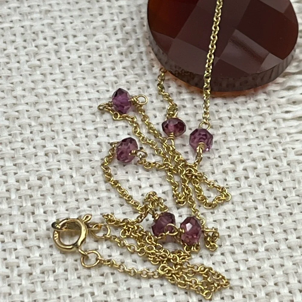 Vintage 14K Gold Carnelian & Amethyst Necklace – Rare Find - Picture 3 of 17